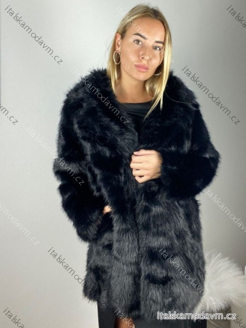 Kabátek kožich chlupatý zimní dlouhý rukáv dámský (S/M/L ONE SIZE) ITALSKÁ MÓDA IMSM25HTW-1340/DUR