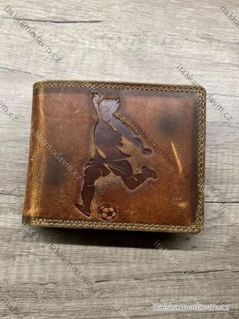 Peněženka kožená Fotbal pánská KUTTI KUT24104-2/DR ONE SIZE hnědá