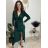 Šaty elegantní dlouhý rukáv dámský (S/M/L ONE SIZE) italská móda  IMWMY251116/DU S/M/L smaragdová