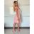 Šaty krátky rukáv spoločenské dámske (S/M ONE SIZE) TALIANSKA MÓDA IMHMS244350/DU -   ružová baby -   S / M