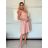 Šaty krátky rukáv spoločenské dámske (S/M ONE SIZE) TALIANSKA MÓDA IMHMS244350/DU -   ružová baby -   S / M
