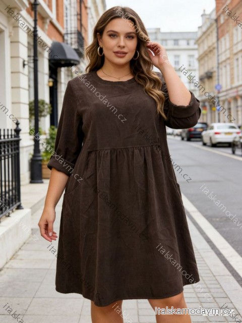 Šaty teplé dlouhý rukáv dámské nadrozměr (46/48/50 ONE SIZE) ITALSKÁ MÓDA IM425888