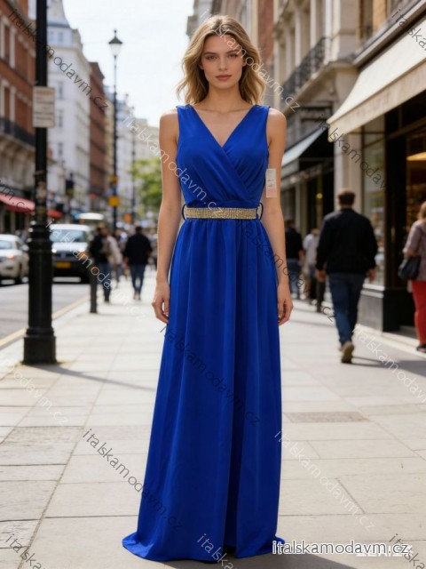Šaty dlouhé společenské na ramínka dámské (S/M/L ONE SIZE) ITALSKÁ MÓDA IM425895