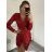 Šaty elegantní společenské třpytivé flitrové dlouhý rukáv dámské (S/M ONE SIZE) ITALSKÁ MÓDA IMM228558