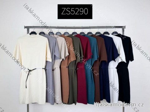 Šaty krátké teplé s páskem krátký rukáv dámské (XS/S/M ONE SIZE) ITALSKÁ MÓDA IMM25MZS5290