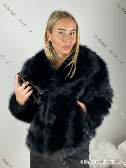 Kabátek kožich chlupatý zimní dlouhý rukáv dámský (XS/S/M/L ONE SIZE) ITALSKÁ MÓDA IMM259411LS