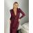 Šaty elegantný dlhý rukáv dámske (S/M/L ONE SIZE) TALIANSKA MÓDA IMM25M42722/DUR -   vínová -   S/M/L