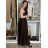 Šaty elegantné spoločenské dlhé na ramienka dámske (L/XL ONE SIZE) TALIANSKA MÓDA IM325100/DUR L / XL hnedá