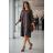 Šaty elegantní s flitry dlouhý rukáv dámské nadrozměr (46/48/50 ONE SIZE) ITALSKÁ MÓDA IMD25337