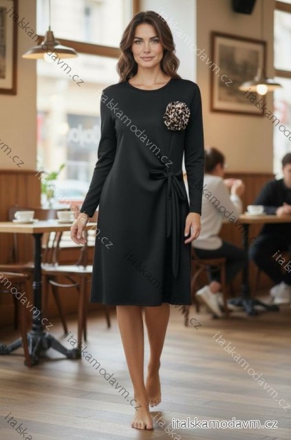 Šaty elegantný dlhý rukáv dámske nadrozmer (46/48/50 ONE SIZE) TALIANSKA MÓDA IMD25356