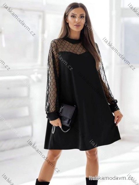 Šaty krátke elegantný dlhý rukáv dámske (S/M/L ONE SIZE) TALIANSKA MÓDA IMD25357
