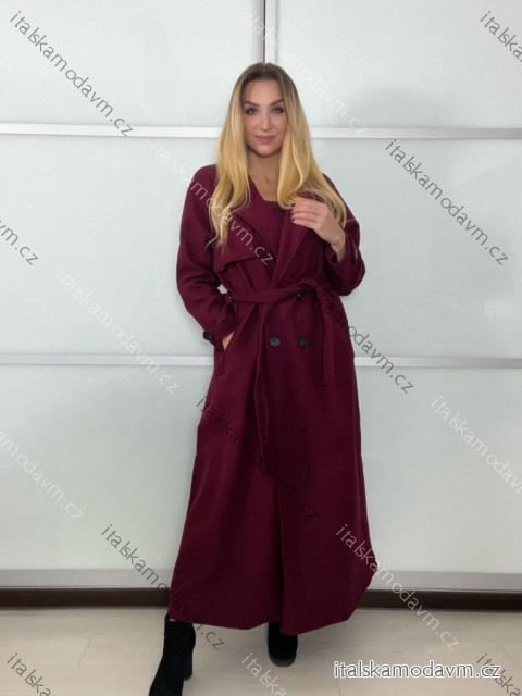 Kabát s páskem dlouhý rukáv dámské (S/M/L ONE SIZE) ITALSKÁ MÓDA IMPVN25251008/DU