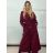 Kabát s páskem dlouhý rukáv dámské (S/M/L ONE SIZE) ITALSKÁ MÓDA IMPVN25251008/DU S/M/L vínová