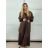 Kabát podzimní oversize na knoflíky dlouhý rukáv dámský (S/M/L ONE SIZE) ITALSKÁ MÓDA IMWCL252811/DUR S/M/L hnědá