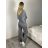 Souprava oversize úpletová kalhoty a svetr s kapucí dlouhý rukáv dámská (S/M/L ONE SIZE) ITALSKÁ MÓDA IMWGB25LO-1160AB/DUR S/M/L šedá