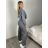 Souprava oversize úpletová kalhoty a svetr s kapucí dlouhý rukáv dámská (S/M/L ONE SIZE) ITALSKÁ MÓDA IMWGB25LO-1160AB/DUR S/M/L šedá