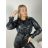 Bunda koženková dlhý rukáv dámska (S/M/L ONE SIZE) TALIANSKA MÓDA IMPLU254475/DUR S/M/L čierna