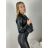 Bunda koženková dlhý rukáv dámska (S/M/L ONE SIZE) TALIANSKA MÓDA IMPLU254475/DUR S/M/L čierna