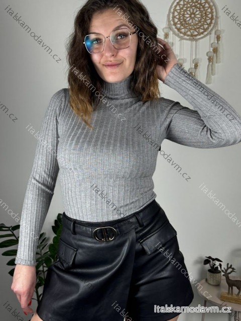Rolák dlouhý rukáv dámský (uni s-m) ITALSKá MODA IM919JM-5809/DUR šedá tmavá S/M