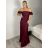 Šaty dlouhé společenské carmen dámské (S/M ONE SIZE) ITALSKÁ MÓDA IMPHD2576077/DR S/M vínová