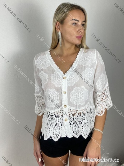 Tunika krajková 3/4 dlouhý rukáv dámská (S/M/L ONE SIZE) ITALSKÁ MÓDA IMSM251140/DUR