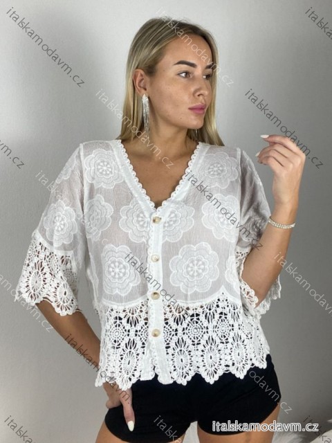 Tunika krajková 3/4 dlhý rukáv dámska (S/M/L ONE SIZE) TALIANSKA MÓDA IMSM251140/DUR S/M/L biela