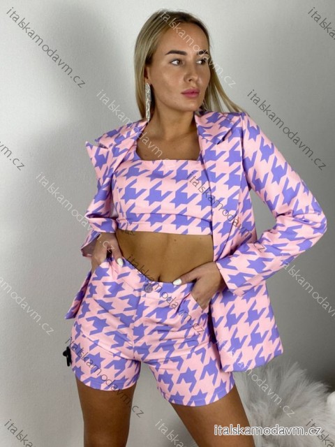 Komplet sako dlouhý rukáv, top a sukně dámský (S-XL) ITALSKÁ MÓDA IMWD21994/DR