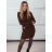 Šaty úpletové s rolákom dlhý rukáv dámske (S/M/L ONE SIZE) TALIANSKA MÓDA IMPBB23Z5186/DU S/M/L hnedá
