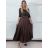 Šaty dlouhý rukáv dámské MAGGIE (XS/S/M ONE SIZE) ITALSKÁ MÓDA IMM25M12918A/DUR tmavě hnědá XS/S/M