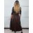 Šaty dlouhý rukáv dámské MAGGIE (XS/S/M ONE SIZE) ITALSKÁ MÓDA IMM25M12918A/DUR tmavě hnědá XS/S/M