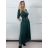 Šaty dlouhý rukáv dámské MAGGIE (XS/S/M ONE SIZE) ITALSKÁ MÓDA IMM25M12918A/DUR zelená smaragdová XS/S/M