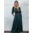 Šaty dlouhý rukáv dámské MAGGIE (XS/S/M ONE SIZE) ITALSKÁ MÓDA IMM25M12918A/DUR zelená smaragdová XS/S/M