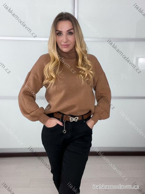 Svetr úpletový s rolákem dlouhý rukáv dámský (S/M/L ONE SIZE) ITALSKÁ MÓDA IMC25560