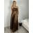 Šaty dlhé spoločenské dámske (S/M ONE SIZE) TALIANSKA MÓDA IMPHD2524106/DR S / M hnedá