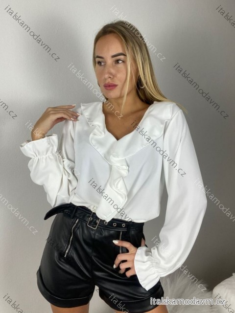 Tunika/halenka košilová s volány  dlouhý rukáv dámská (S/M/L ONE SIZE) ITALSKá MODA IM3251119/DUR