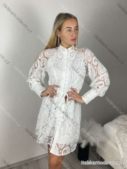 Šaty boho krajkové dlouhý rukáv dámské SELENA (S/M/L ONE SIZE) ITALSKÁ MÓDA IMPOC236361/DUR S/M/L bílá