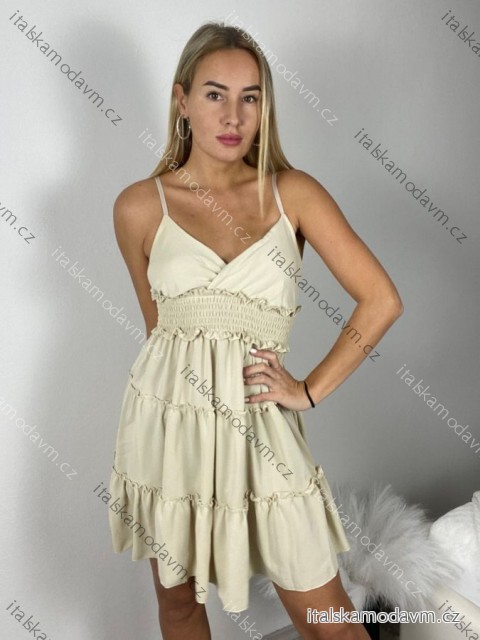 Šaty krátke letné na ramienka dámske (S/M ONE SIZE) TALIANSKA MÓDA IMPBB24B22578/DUR