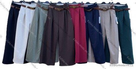 Kalhoty elegantní s páskem dámské nadrozměr (42/44/46 ONE SIZE) ITALSKÁ MÓDA IMD25363