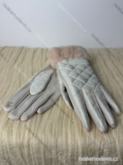 Rukavice zimné s kožúškom dámske (ONE SIZE) QGJ TREND LIS25ST-544/DUR ONE SIZE béžová