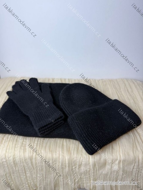 Čepice šála rukavice v soupravě zimní dámská (ONE SIZE) QGT TREND LIS25F01/DUR ONE SIZE Černá