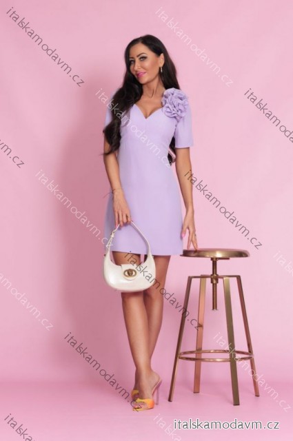 Šaty krátké elegantní krátký rukáv dámské nadrozměr (34-46) POLSKÁ MÓDA PMLEL250EMMA4 fialová 44