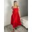 Šaty dlouhé košilové letní na ramínka dámské (S/M/L ONE SIZE) ITALSKÁ MÓDA IMPBB25B25107/DU S/M/L červená