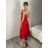 Šaty dlouhé košilové letní na ramínka dámské (S/M/L ONE SIZE) ITALSKÁ MÓDA IMPBB25B25107/DU S/M/L červená