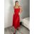 Šaty dlouhé košilové letní na ramínka dámské (S/M/L ONE SIZE) ITALSKÁ MÓDA IMPBB25B25107/DU S/M/L červená