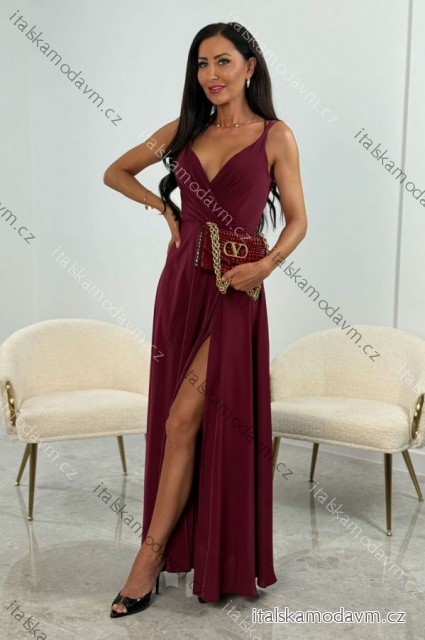 Šaty dlouhé elegantní na ramínka dámské nadrozměr (32-42) POLSKÁ MÓDA PMLEL025MARINA1