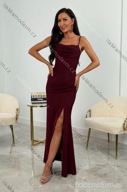 Šaty dlouhé společenské na ramínka dámské (32-42) POLSKÁ MÓDA PMLEL025ROCHEL4