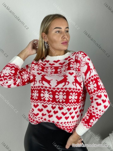 Svetr vánoční úpletový dlouhý rukáv dámský (S/M/L ONE SIZE) ITALSKÁ MÓDA IMWH25002/DUR