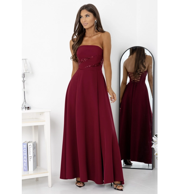 Šaty dlouhé carmen společenské s flitry dámské ROSSANA (32-38) POLSKÁ MÓDA PMLAM250011460