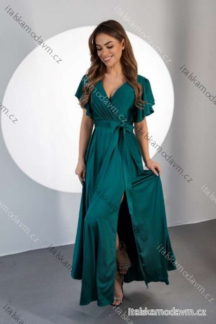 Šaty dlhé spoločenské krátky rukáv dámske nadrozmer (36-52) POLSKÁ MÓDA PMLMR25INES5/DUR