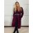 Kabát s páskem dlouhý rukáv dámský (S/M/L ONE SIZE) ITALSKÁ MÓDA IMWCN256375/DU S/M/L vínová